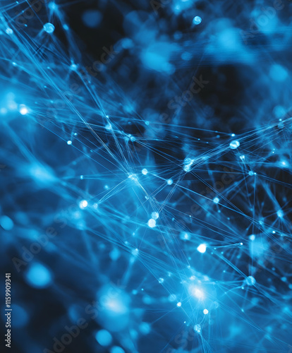 Futuristic Blue Networking Abstract with Interconnected Patterns and Digital Texture : Generative AI