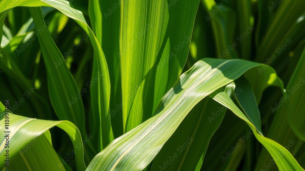 Fototapeta premium Stunning Corn Leaves Background, Nature Photography, AI Generated