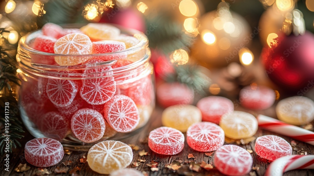 Fototapeta premium Festive Holiday Candy in a Jar