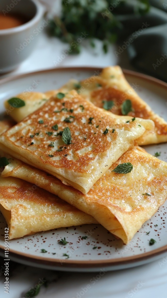 Delicious Golden Pancakes with Fresh Herbs Delicious Golden Pancakes with Fresh Herbs