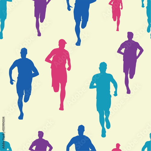 Great elegant colorful vector editable marathon runner seamless pattern background design for your marathon championship event	