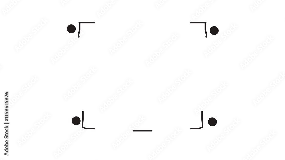 Animation of dots and corners that form a kind of frame that changes in size.