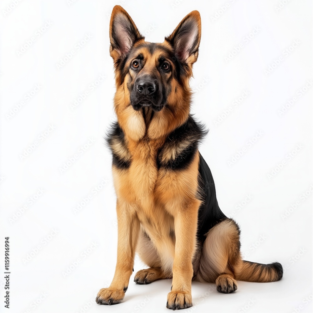 Sitting german shepherd on a white background Sitting german shepherd on a white background