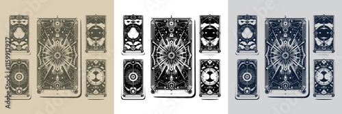 futuristic geometric playing card tattoo design