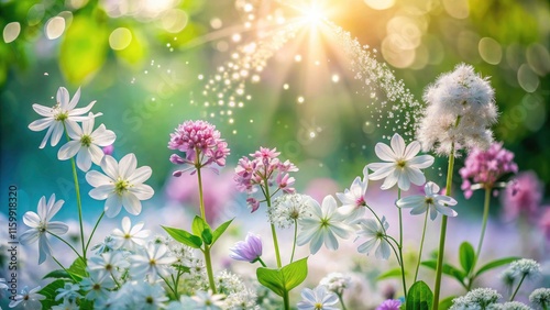 Vibrant Blooms of Phlox divaricata Clouds of Perfume and Tiarella wherry Wherry's Foam Flower in a Serene Garden Setting with Soft Natural Light