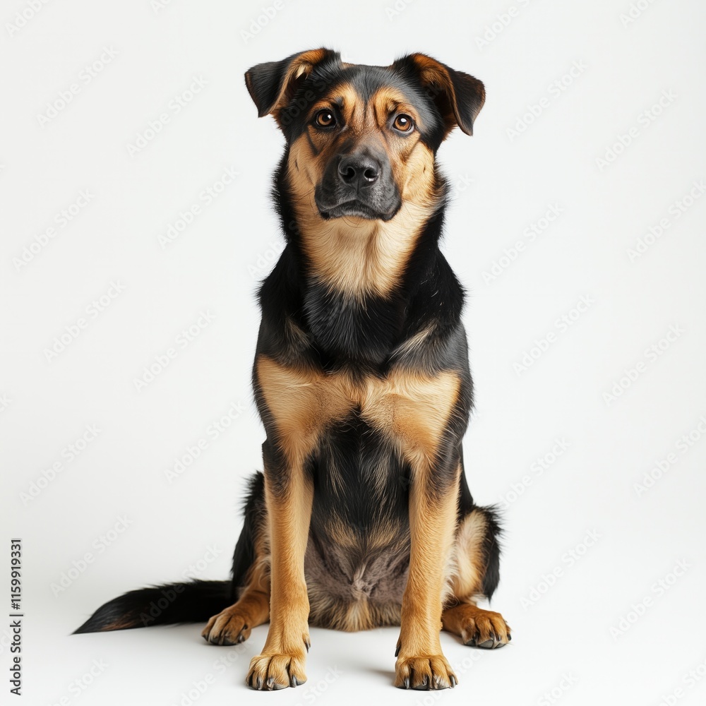 Portrait of an attentive german shepherd mix on white background Portrait of an attentive german shepherd mix on white background
