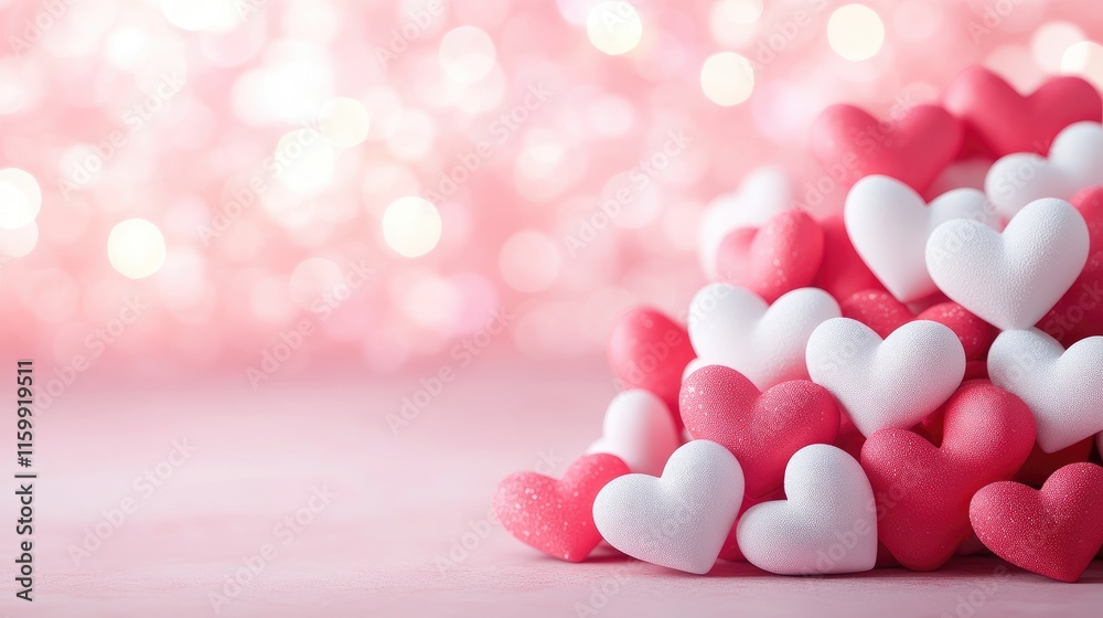 3D Valentine's Day Background with Pink and White Hearts 3D Valentine's Day Background with Pink and White Hearts