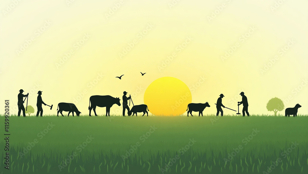 Obraz premium silhouette of a farmer