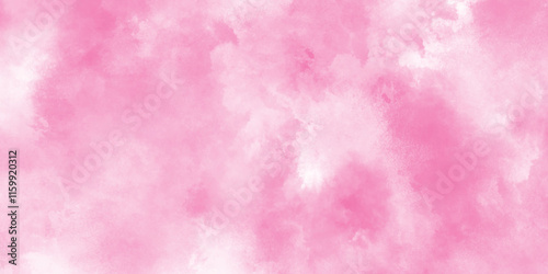 aquarelle paint paper textured canvas of pink soft color stains and splashes, pink texture with clouds and grunge white stains, watercolor stain of pink paint with washes of watercolor.