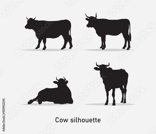 vector hand drawn cow silhouette isolated on white background	
