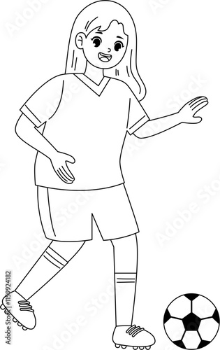 kid playing soccer outline coloring