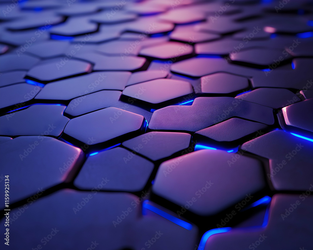 Abstract hexagonal pattern with vibrant purple and blue neon glow. Ideal for tech, futuristic, and gaming designs. Abstract hexagonal pattern with vibrant purple and blue neon glow. Ideal for tech, futuristic, and gaming designs.