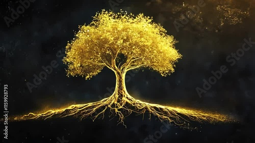 Majestic Golden Tree Illuminated by Stars: A Stunning Representation of Nature's Beauty