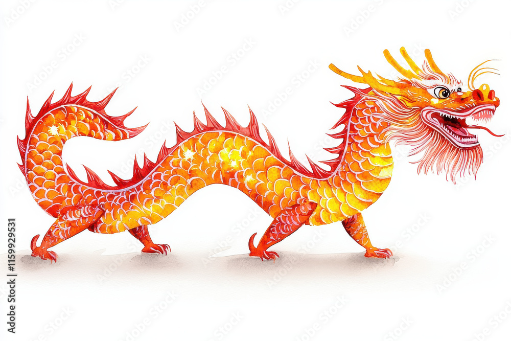 Vibrant dragon illustration with fiery colors and dynamic pose Vibrant dragon illustration with fiery colors and dynamic pose