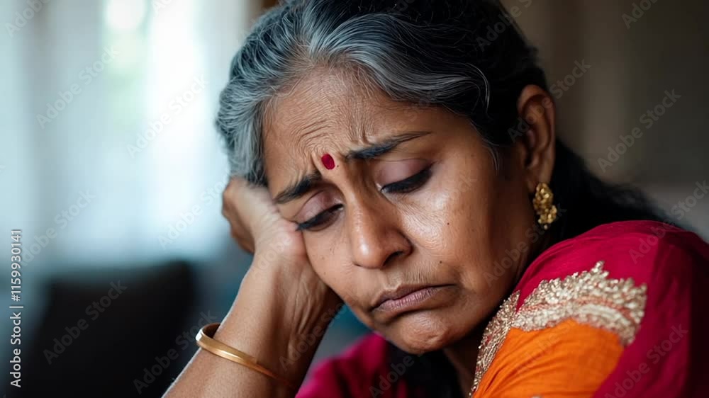 Woman feeling depressed and sad at home