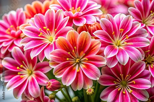 High-resolution macro photos capture vibrant pink, white, and red Lewisia Cotyledon wildflowers in stunning detail.
