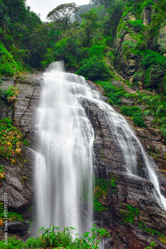 waterfall in the forest, Kolapathana ella at Mandaramnuwara 