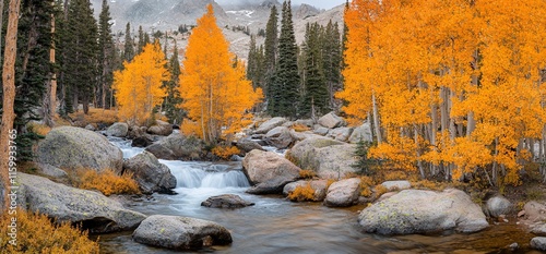 Autumn stream, fall colors.