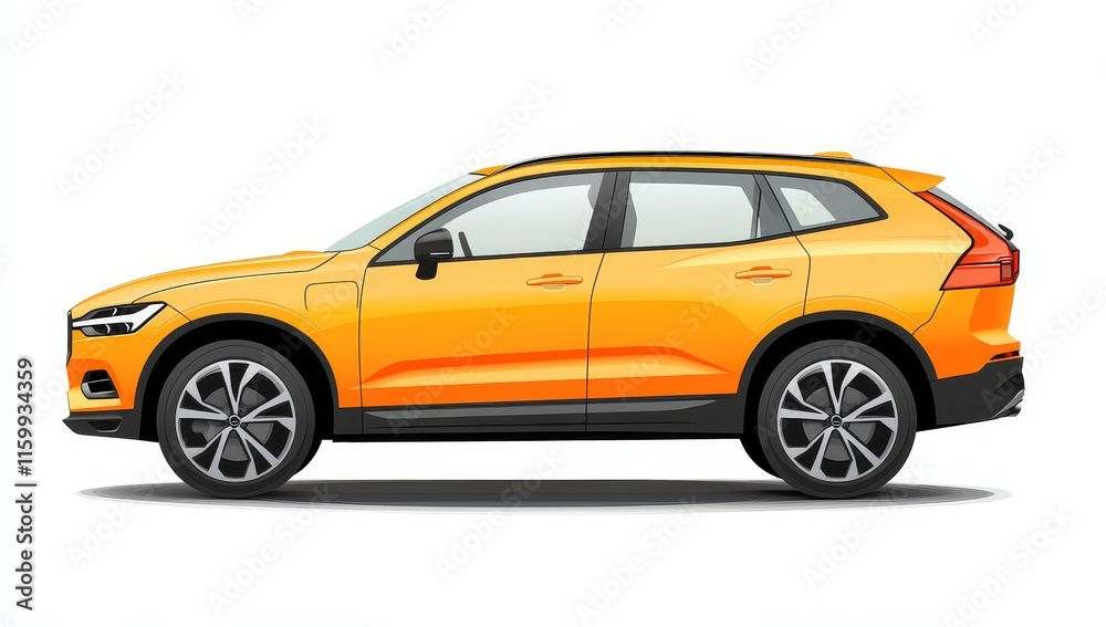 Yellow SUV side view on white background. Yellow SUV side view on white background.
