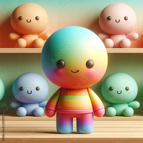 Colorful Cute Toy Characters with Pastel Shades