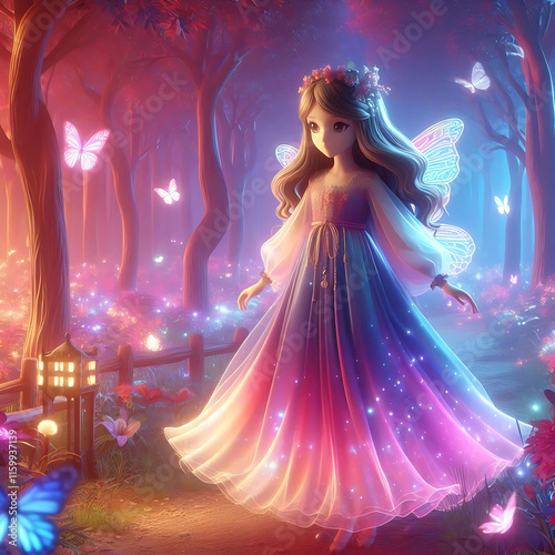 Enchanted Fairy in Vibrant Forest Setting