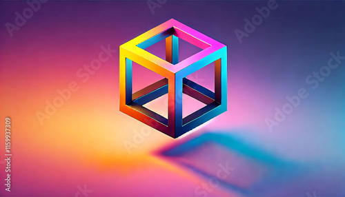 Colorful 3D Cube in Gradient Background