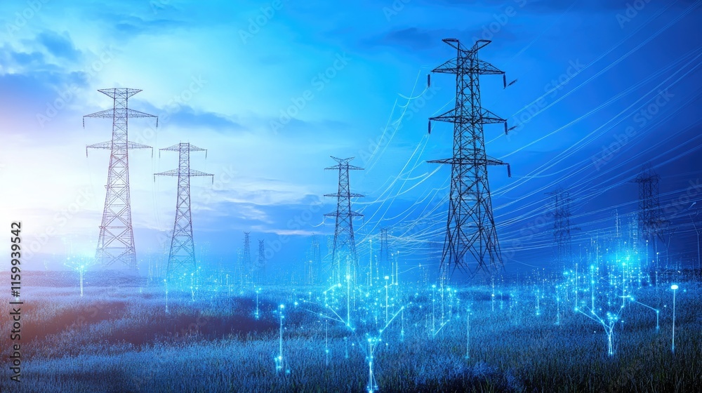 Electrical pylons with smart grid technology installed