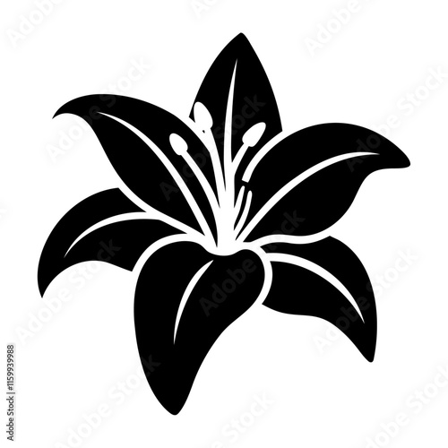 Black silhouette style lily flower vector and icon design