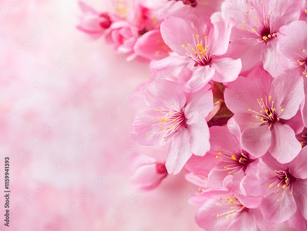 Soft Pink Cherry Blossom Bouquet in Bloom on Pastel Background Photography : Generative AI Soft Pink Cherry Blossom Bouquet in Bloom on Pastel Background Photography : Generative AI