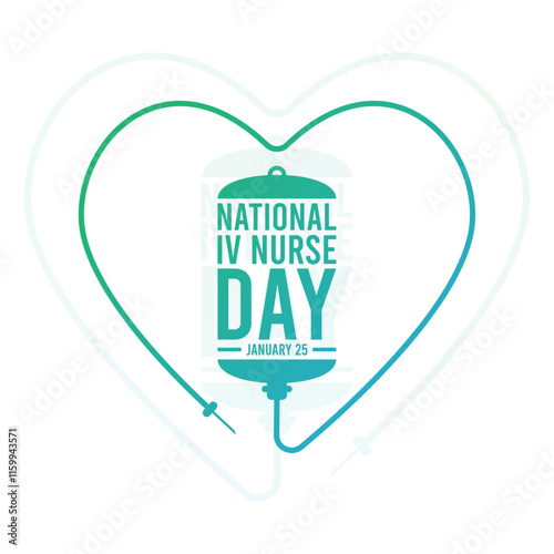 NATIONAL IV NURSE DAY. January 25. Infusion tube. Heart line. White background. Nurse hat seamless pattern. Poster, banner, card, backgorund.