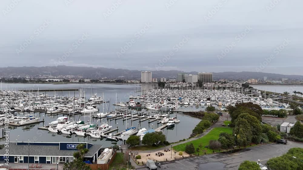 Elevated view of the harbor and marina at the mouth of the San Francisco Bay, California, United States. Elevated view of the harbor and marina at the mouth of the San Francisco Bay, California, United States.