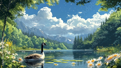 forest,flowers,wild goose on the water,light and shadow,can see cloud,illustrations --ar 16:9 --style raw --stylize 400 --v 6.1 Job ID: 9ef39829-f3dc-4ff5-97d5-1d2a766e7258