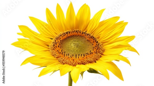 A detailed shot of a vibrant yellow marigold flower in full bloom, isolated white background, minimalistic art style