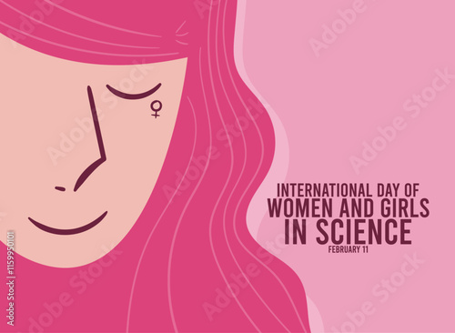 Vector Illustration of International Day of Women and Girls in Science. February 11. Hand drawn women face. Abstract background. Poster, banner, card, background. Flat design vector.
