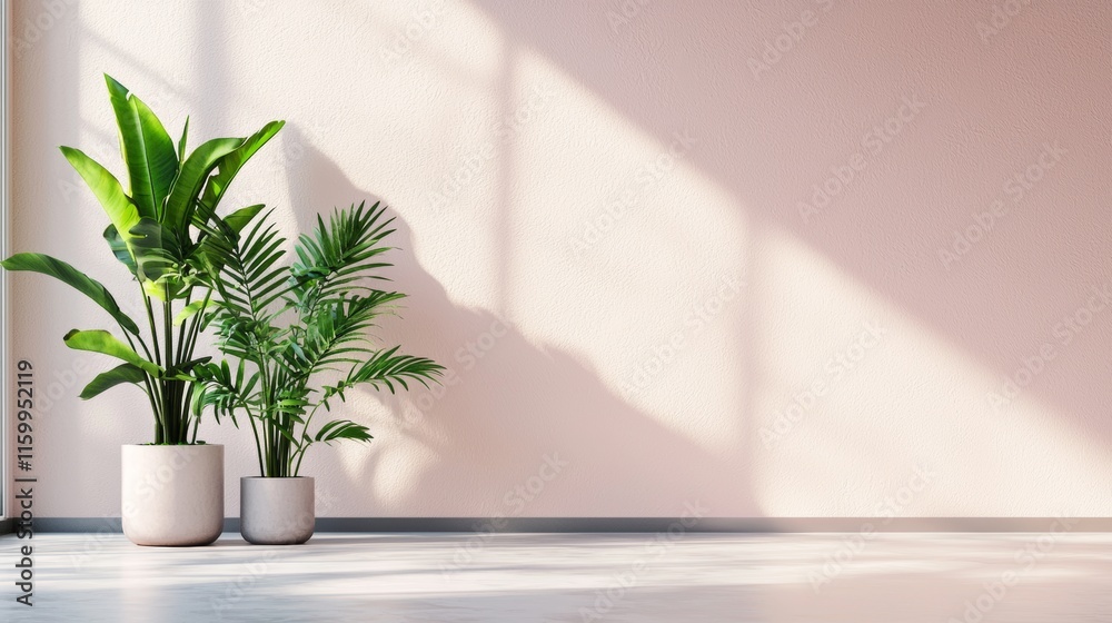 Modern interior with vibrant indoor plants Modern interior with vibrant indoor plants