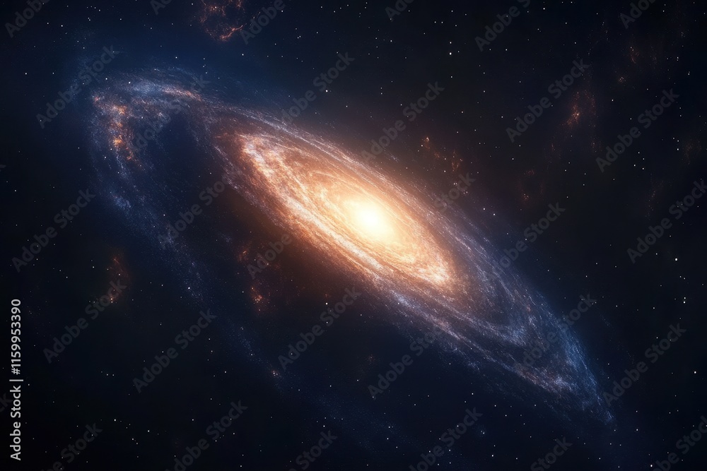 Spiral galaxy with bright core and swirling arms in dark space. (3) Spiral galaxy with bright core and swirling arms in dark space. (3)