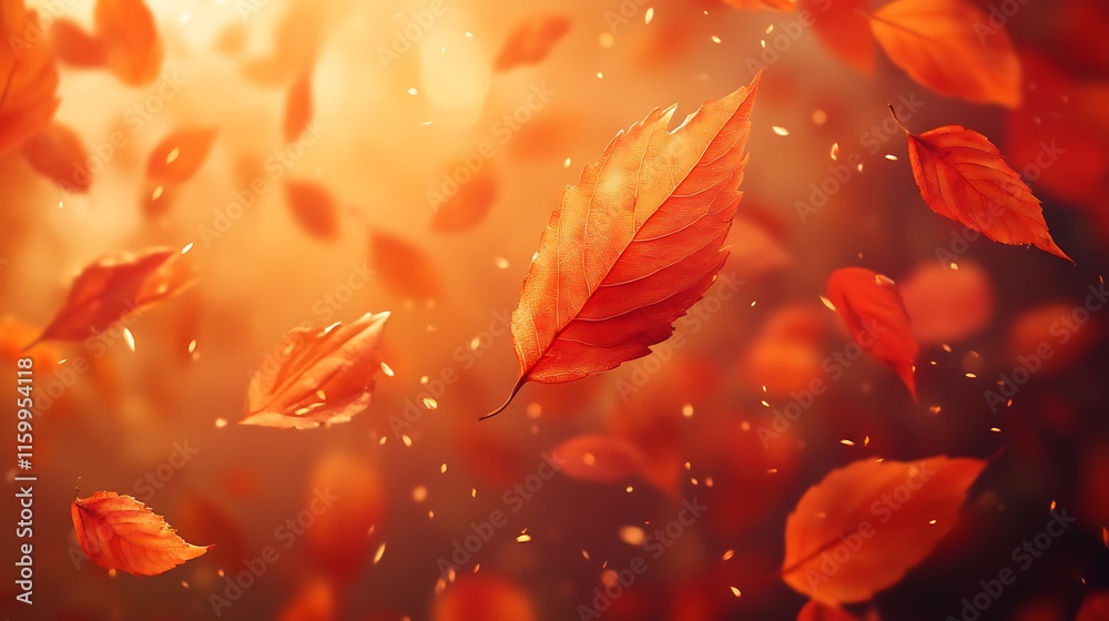 Falling autumn leaves forest nature photography golden glow close-up Falling autumn leaves forest nature photography golden glow close-up