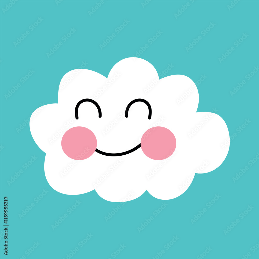 Happy Smiling White Cloud Vector Illustration Happy Smiling White Cloud Vector Illustration