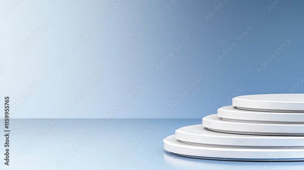 Obraz premium Showcasing Modern Design Elements on Circular Platforms Minimalist Studio Setting Architectural Presentation