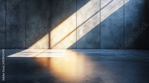 Sunlit concrete room urban space digital artwork modern design