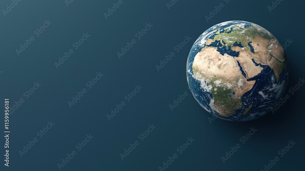 Fototapeta premium Exploring Earth from Space Globe View Digital Image Blue Background Aerial Perspective Environmental Awareness