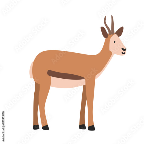 Springbok cartoon clipart. Antelope springbok vector illustration in flat style. Hand-drawn wild animal concept