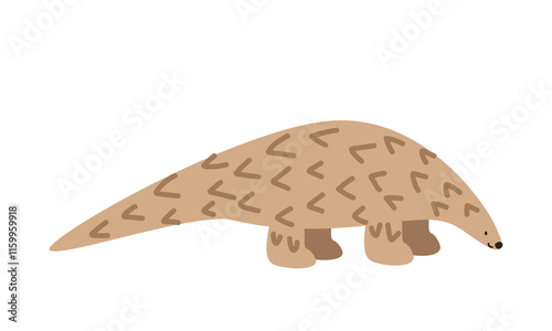 Giant pangolin cartoon clipart. Pangolin vector illustration in flat style. Hand-drawn wild animal concept photo