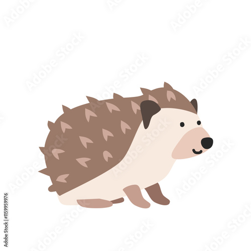 Hedgehog cartoon clipart. Hedgehog vector illustration in flat style. Hand-drawn wild animal concept