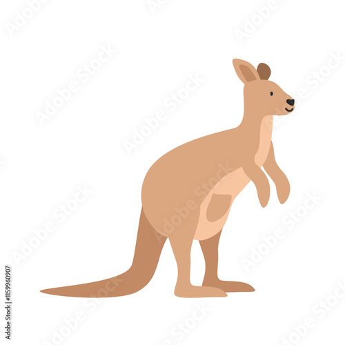 Kangaroo cartoon clipart. Kangaroo vector illustration in flat style. Hand-drawn wild animal concept