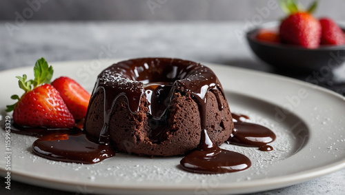 Lava Cake with Melted Chocolate Sauce