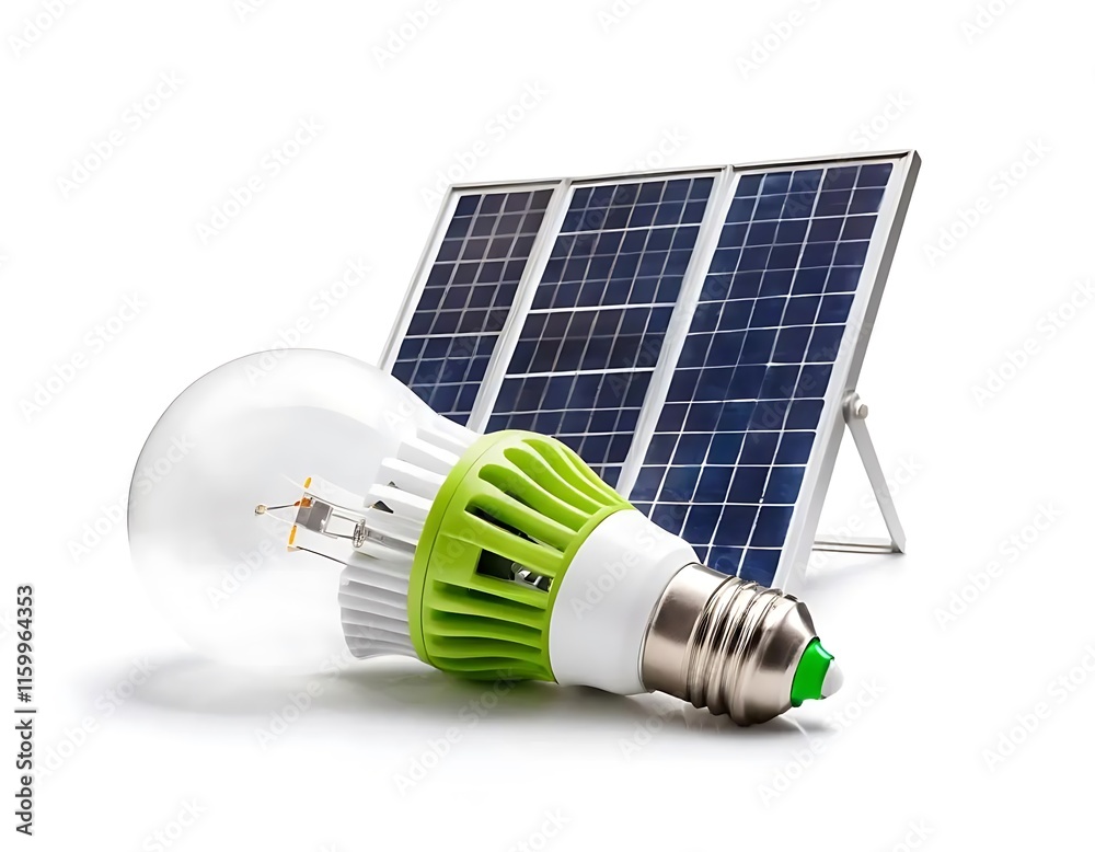 Solar Panel Powering Energy Efficient Led Bulb Solar Panel Powering Energy Efficient Led Bulb