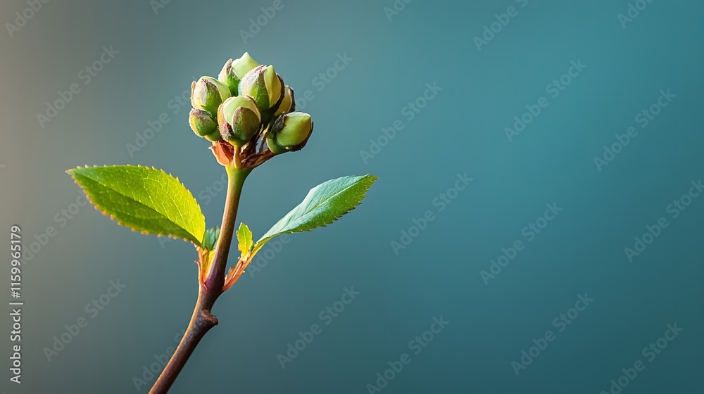 Budding Flower Sprouts Nature Scene Close-Up Photography Soft Background Natural Beauty Concept