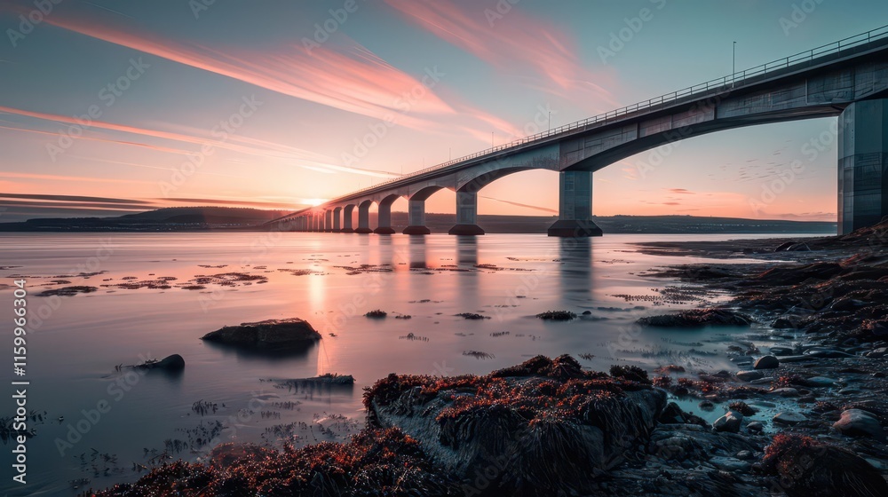 Fototapeta premium Serene Reflections. Tranquility and beauty of the morning sky reflected on water