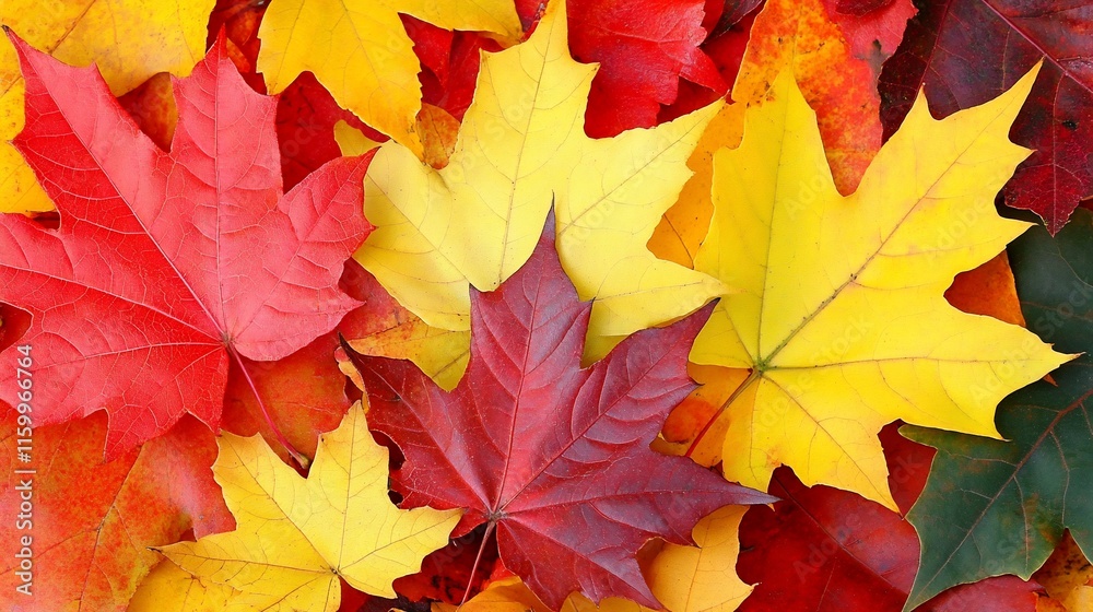 Vibrant autumn maple leaves in red, yellow, and orange colors. Vibrant autumn maple leaves in red, yellow, and orange colors.